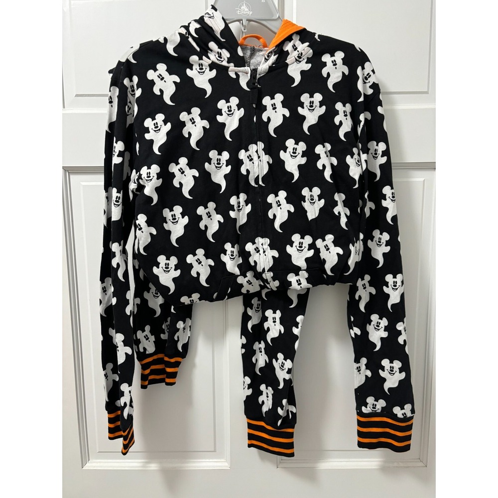 New XS Disney Halloween Ghost Black Mickey Adult PJs Piece Jumpsuit Bodysuit